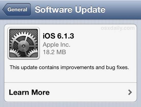 苹果iOS 6.1.3正式发布