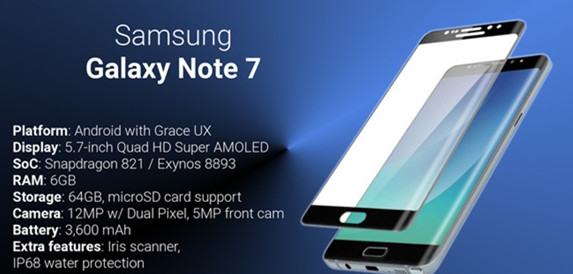 赶在发布前！三星Note 7配置、真机曝光汇总